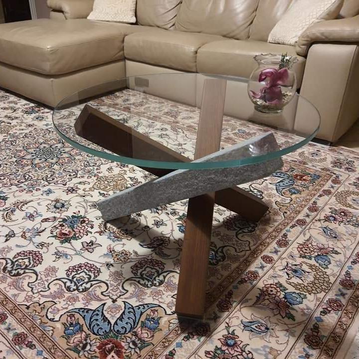 Luserna and glass coffee table